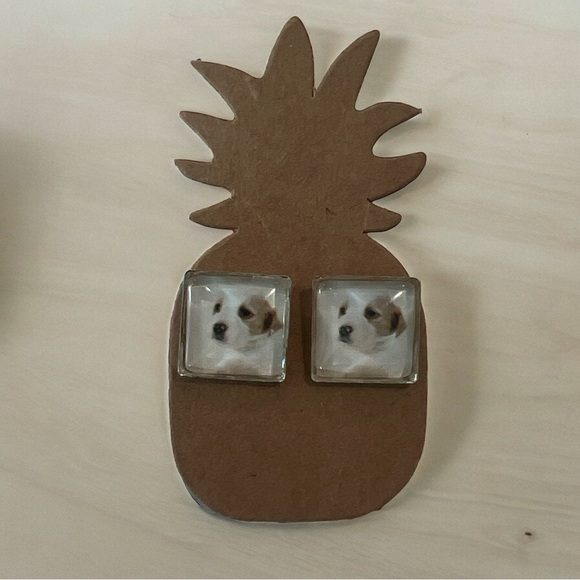 Jewelry - NEW Terrier Pup Square Earrings